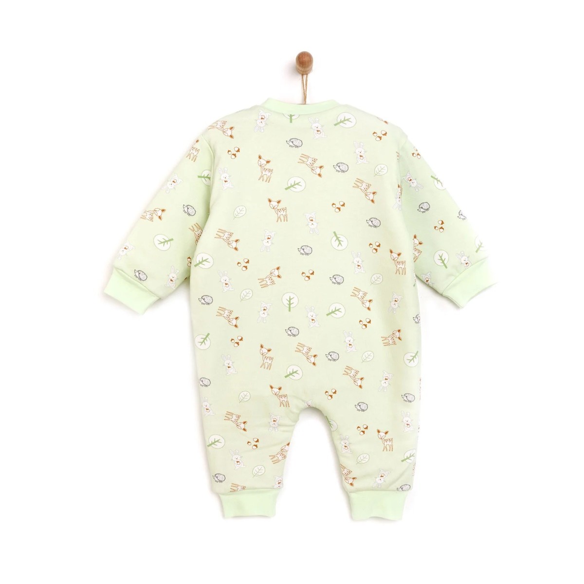 HelloBaby Kız Bebek Uyku Tulumu İnterlok Fermuarlı 2 TOG Bisiklet Yaka Ribanalı Paça Uzun Kol Açık Yeşil