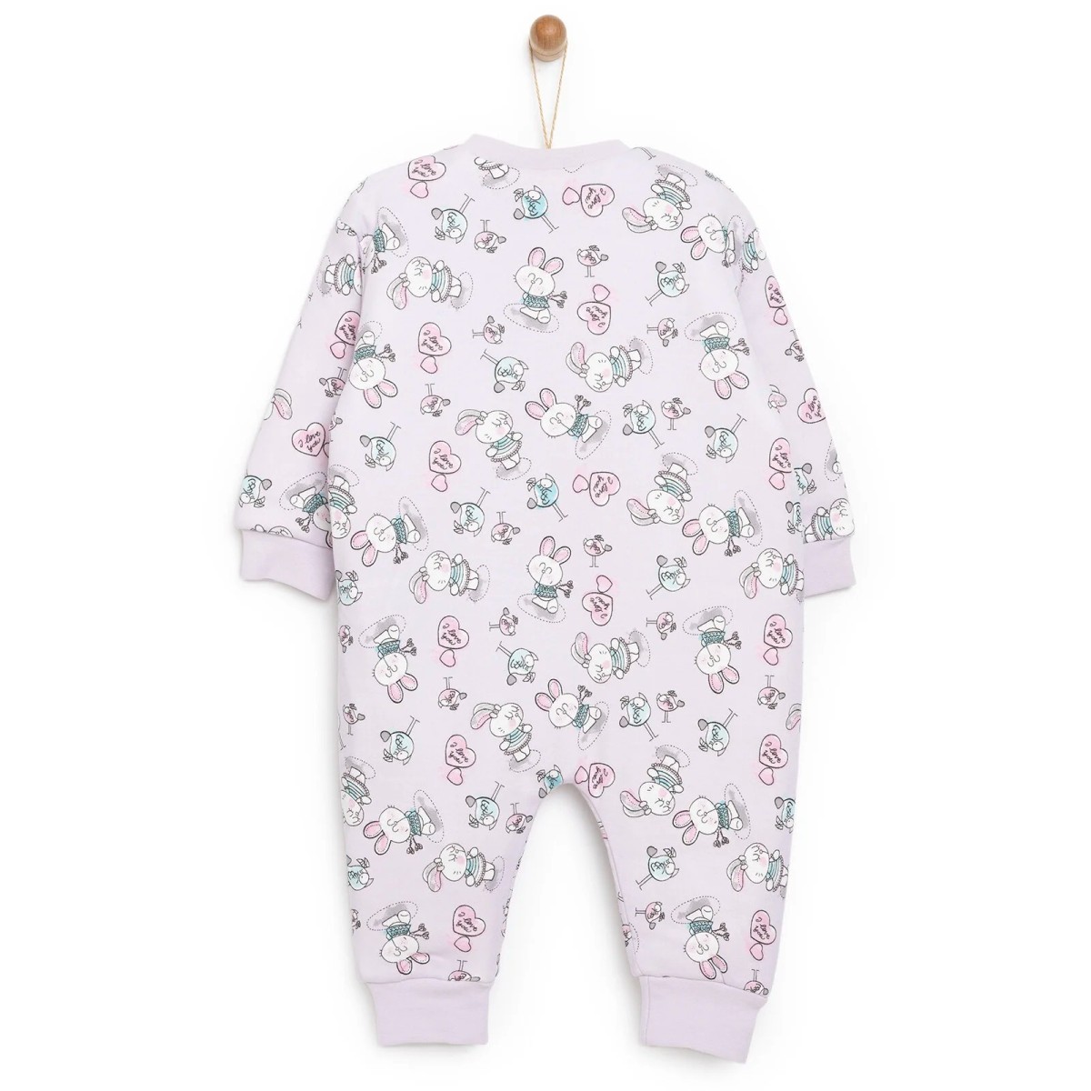 HelloBaby Kız Bebek Uyku Tulumu İnterlok Fermuarlı 2 TOG Bisiklet Yaka Ribanalı Paça Uzun Kol Mor