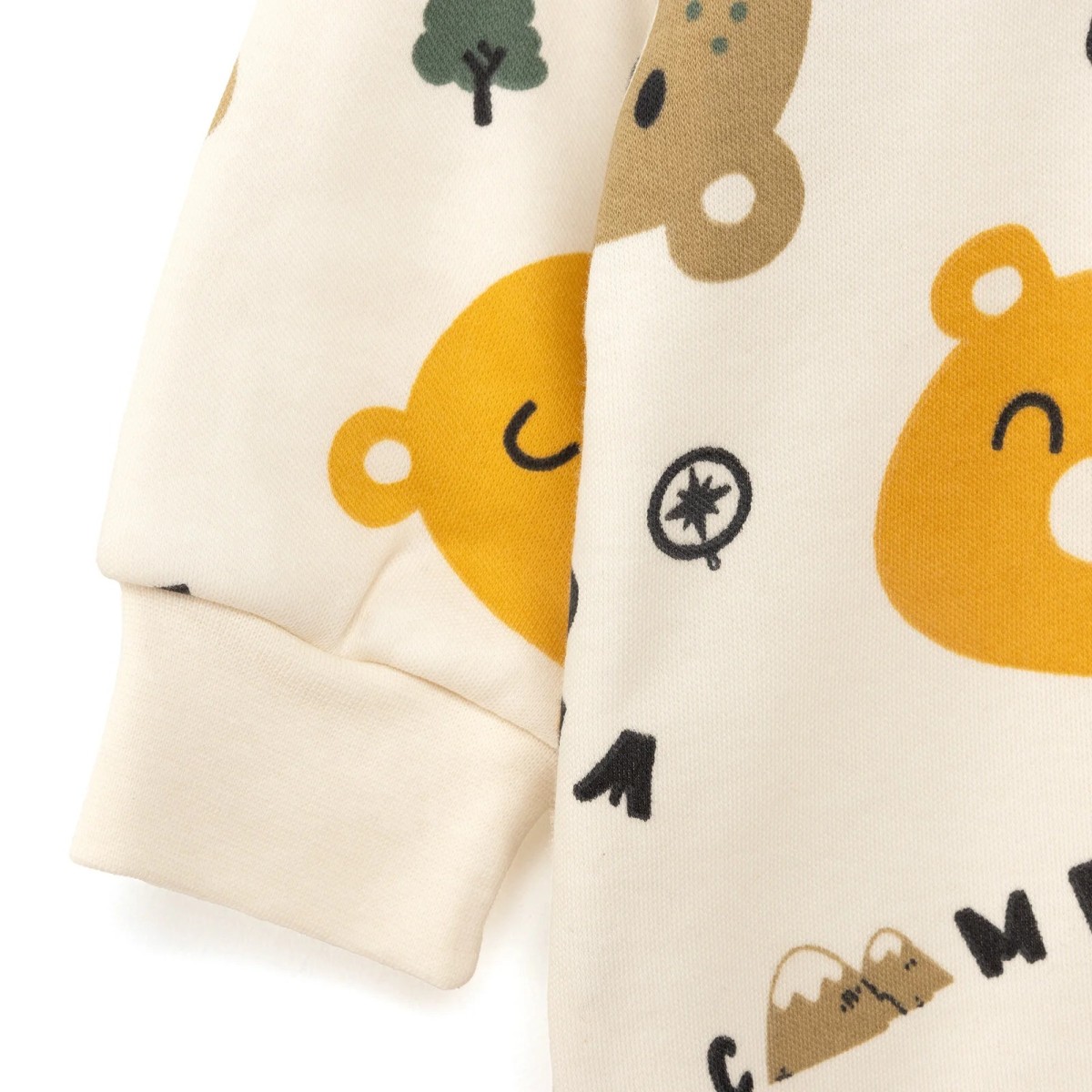 HelloBaby Erkek Bebek Uyku Tulumu Bisiklet Yaka Ribanalı Paça Bej